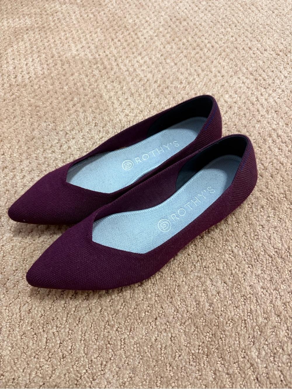 Rothy's Pointed Toe Flats in Plum
